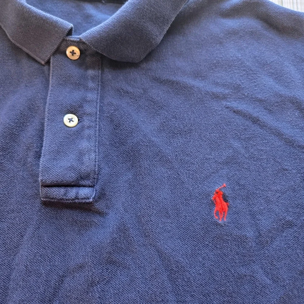 Vintage POLO Ralph Lauren Golf Shirt Mens XL Navy Red Pony Pique Tennis Ivy Prep